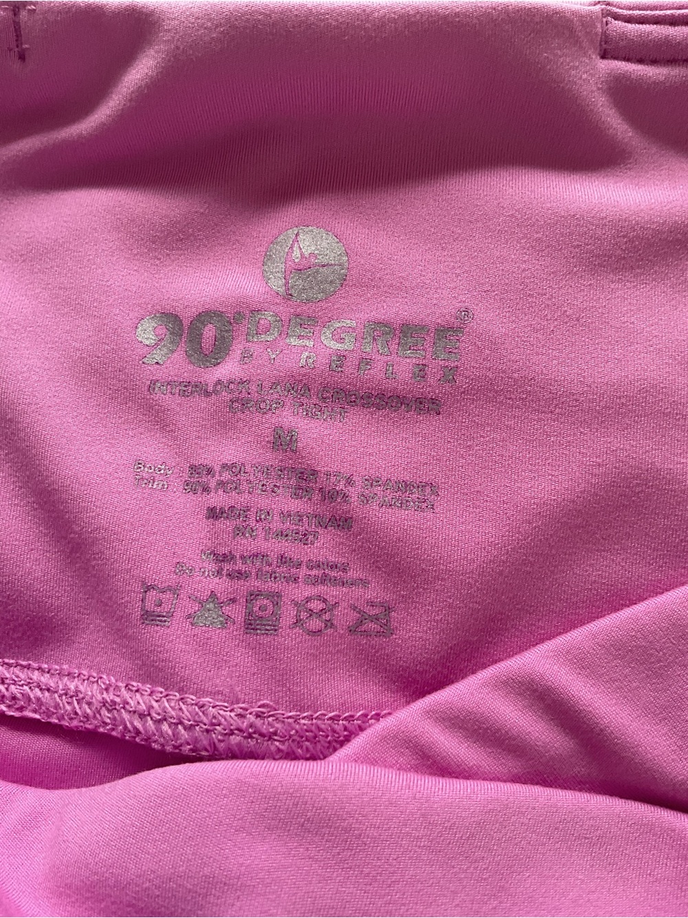 90 Degree By Reflex Crossover High Waist Crop Leggings Pink Size M NWT - Picture 6 of 10